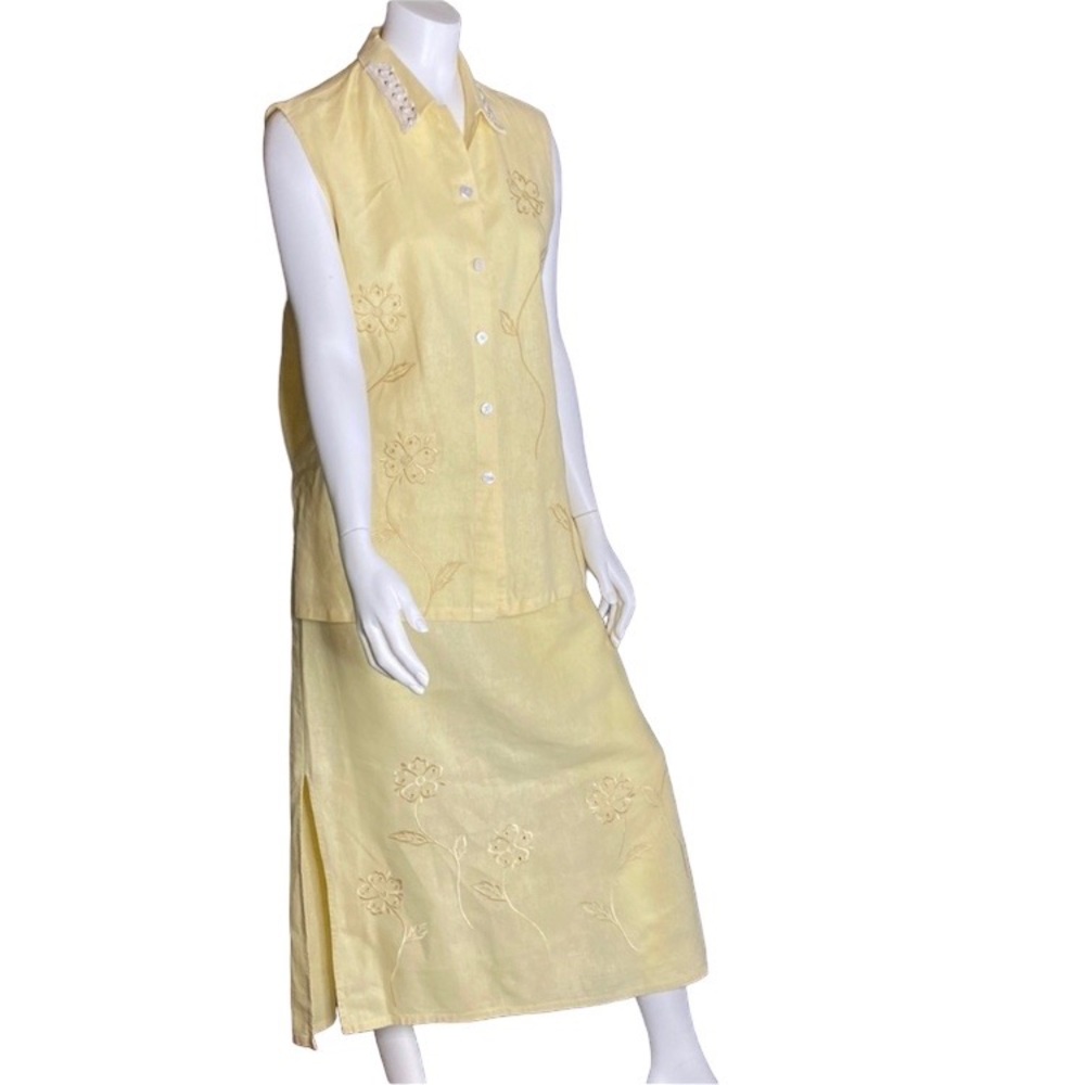 Lemon linen skirt & top linen